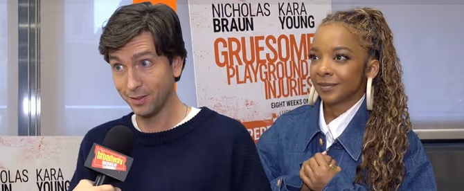 Video: Nicholas Braun & Kara Young Are Getting Ready for GRUESOME PLAYGROUND INJURIES