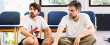 Josh Radnor. Noah Galvin and Khalil Madovi in HIT MACHINE Rehearsals