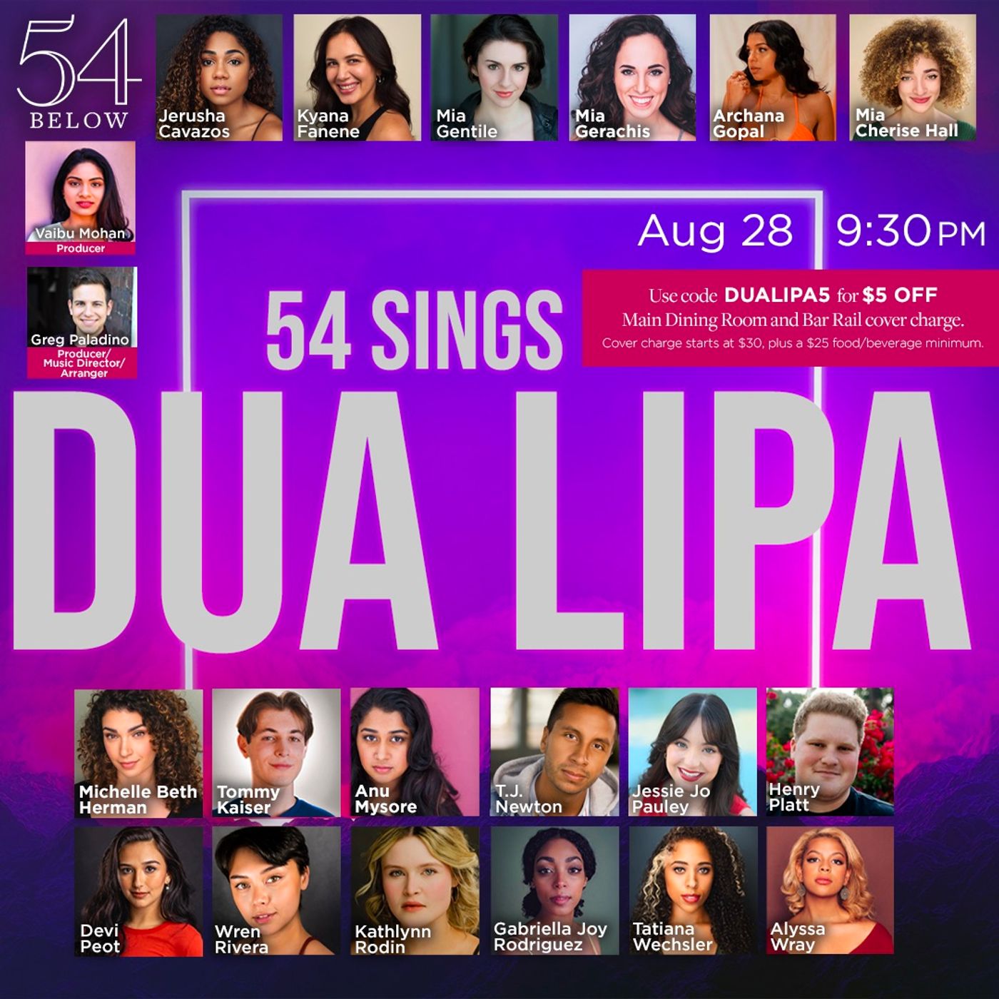 Henry Platt, Jerusha Cavazos & More to Star in 54 SINGS DUA LIPA  Image