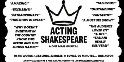 ACTING SHAKESPEARE: A ONE-MAN MUSICAL to Play Free Performance at Pugsley Park Photo