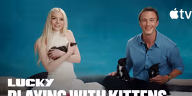 ANYA TAYLOR-JOY and DREW STARKEY Take a Break to Play With Kittens for LUCKY
