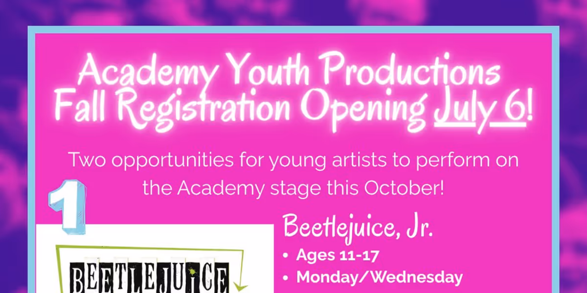 Academy Youth Productions Fall Registration Will Open in July