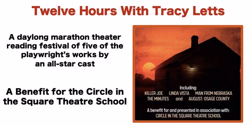 Full Cast Announced for TWELVE HOURS WITH TRACY LETTS for Marathon Reading Event Photo