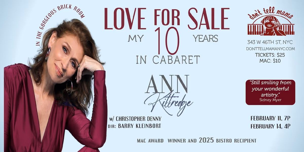 Ann Kittredge to Celebrate 10th Anniversary in Cabaret at Don't Tell Mama