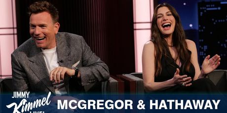 Anne Hathaway Talks Pregnancy, Ewan McGregor Dinosaur Puppets on KIMMEL Photo