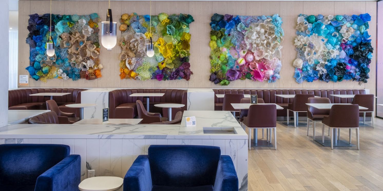 Art at Amtrak Expands to Metropolitan Lounge at Moynihan Train Hall with Installation of Karen Margolis' 'Continuum'  Image