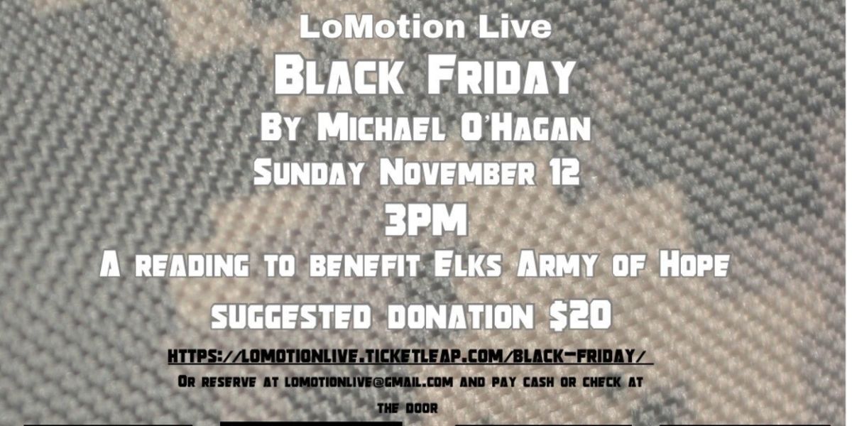 BLACK FRIDAY Reading to Benefit Elks Army of Hope in November