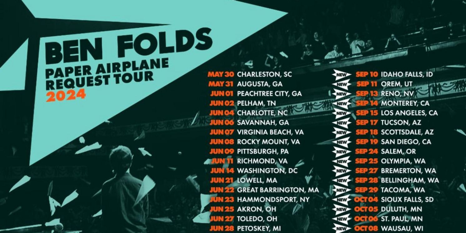 Ben Folds Adds Fall Dates to His 2024 Paper Airplane Request Tour  Image