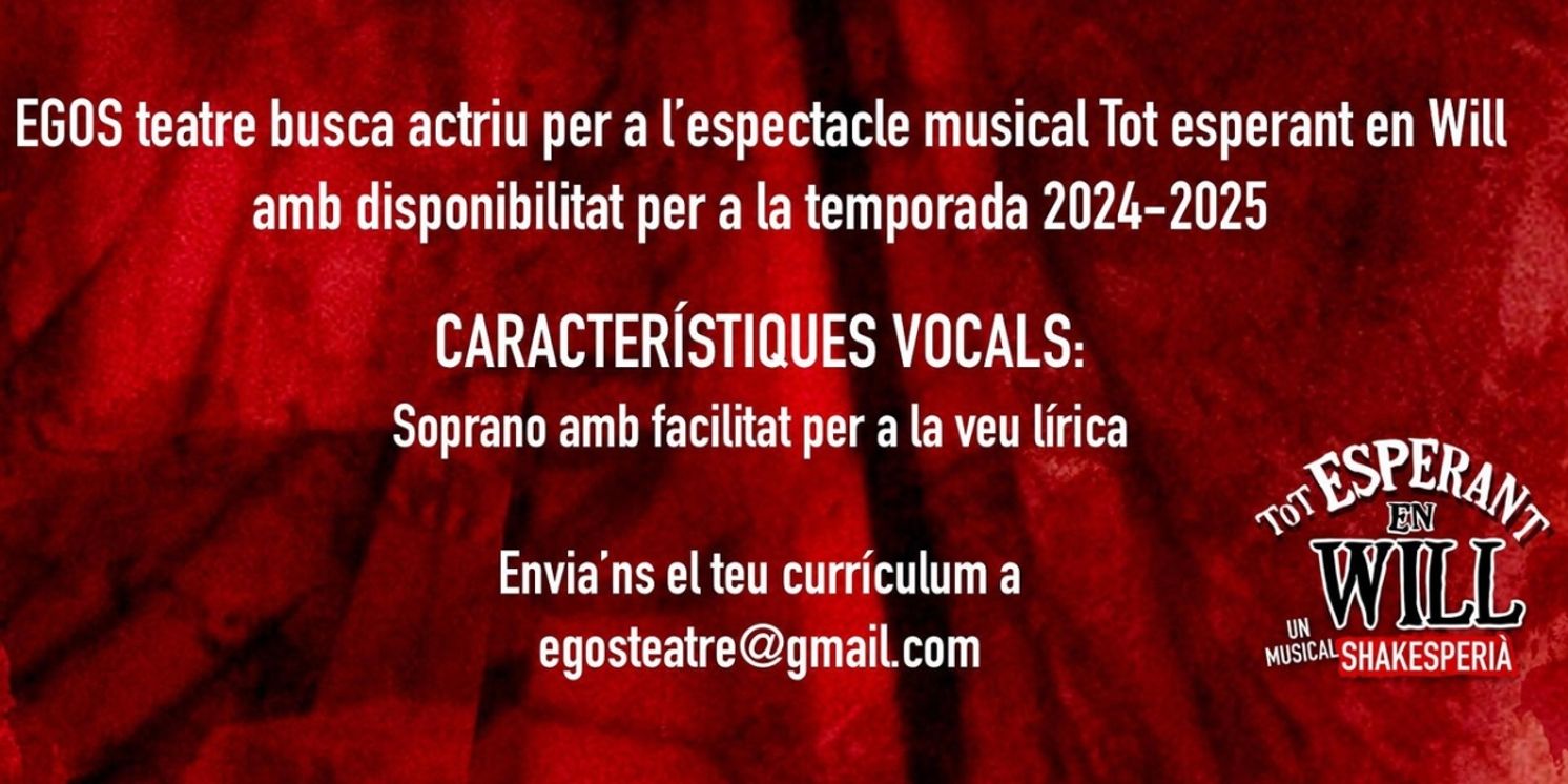 CASTING CALL: TOT ESPERANT EN WILL busca actriz  Image
