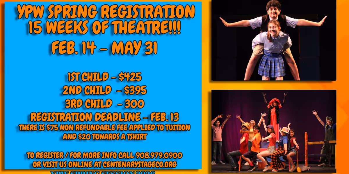 Centenary Stage Company Opens Registration for 2026 Young Performers Workshop