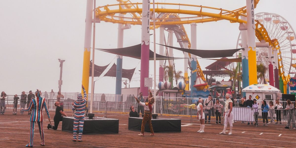 Cirque Du Soleil's KOOZA Celebrates The Holidays With A Performance High Above The Santa Monica Pier