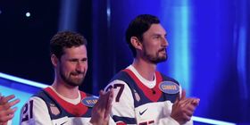Connor Hellebuyck and Griffin LaMarre Play Fast Money on CELEBRITY FAMILY FEUD