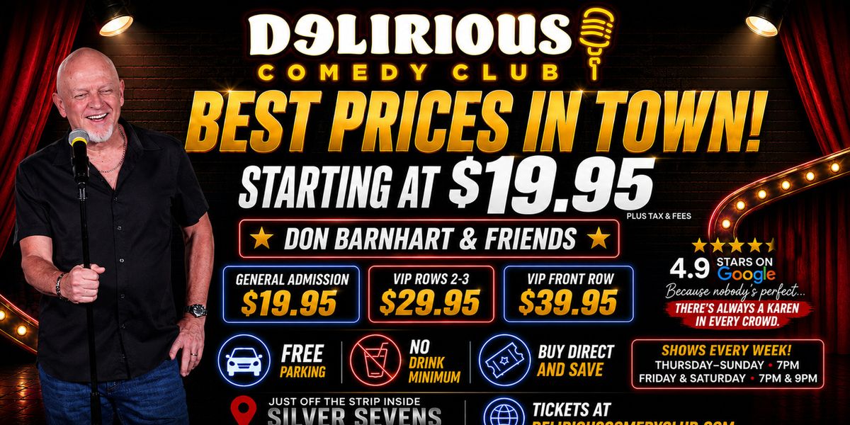 Delirious Comedy Club Drops Ticket Prices to $19.95 for Anniversary