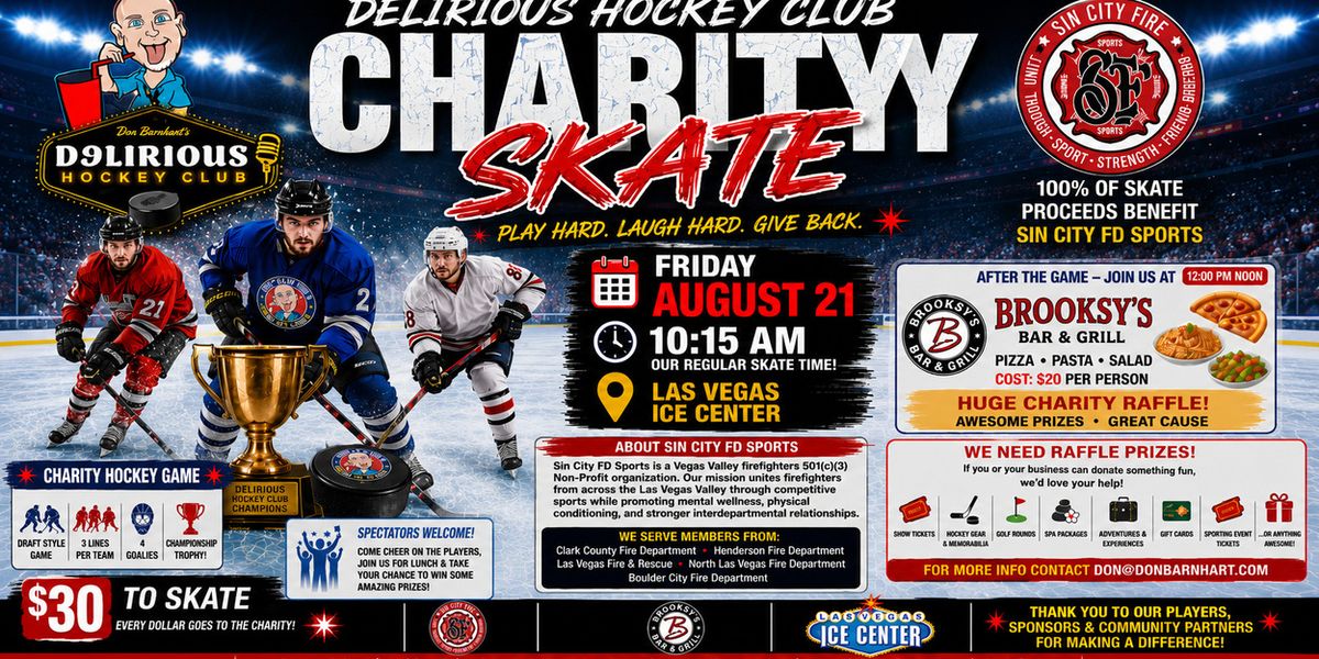 Delirious Comedy Club to Present 2nd Annual Delirious Hockey Club Charity Skate