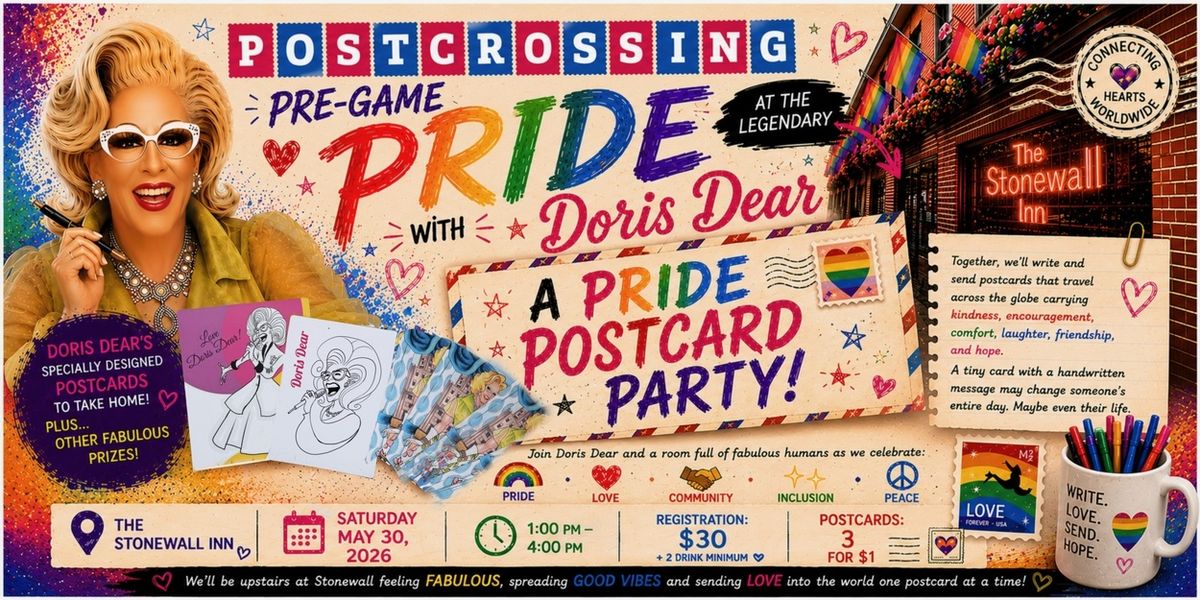 Doris Dear Will Present PRIDE POSTCARD PARTY at the Stonewall Inn