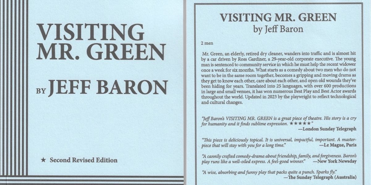 Dramatists Play Service Publishes Updated VISITING MR. GREEN