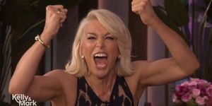 Hannah Waddingham Roots for England in the World Cup on LIVE WITH KELLY AND MARK
