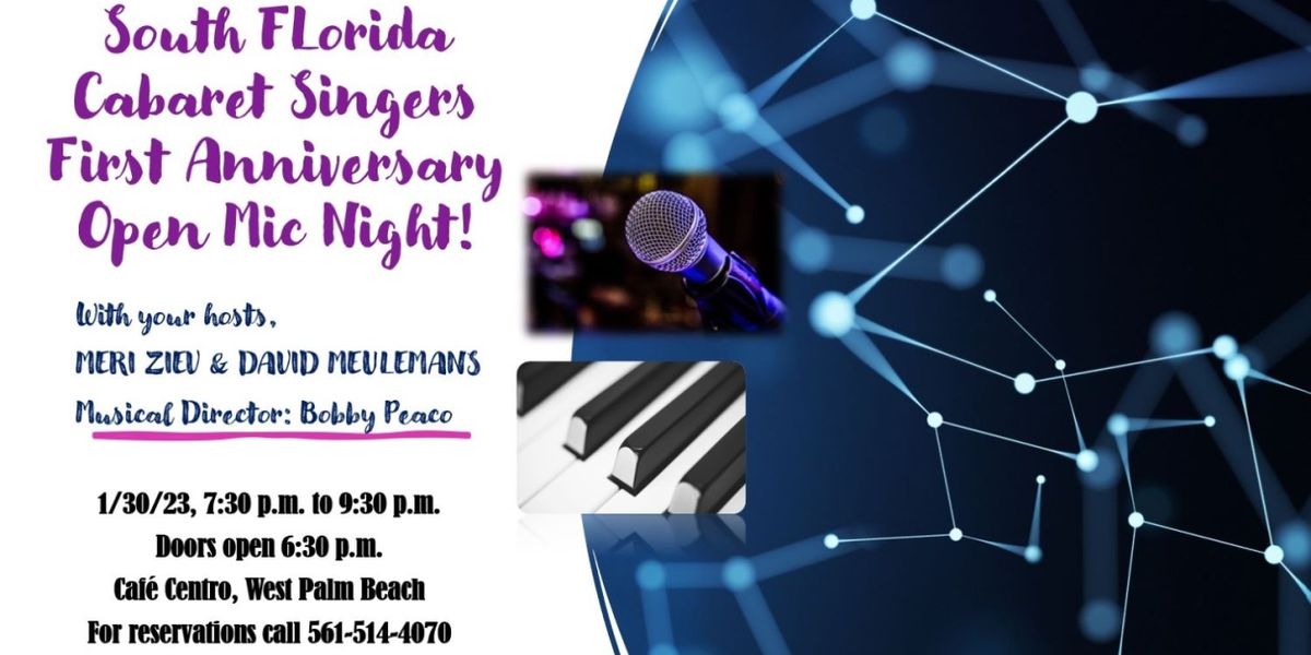 South Florida Cabaret Singers to Present First Anniversary Open Mic Night at Café Centro