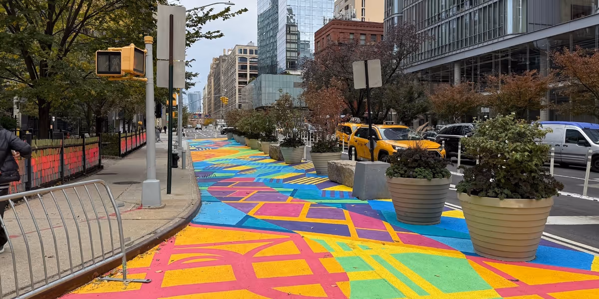 Hudson Square Bid And NY Dept. of Transportation Unveil New Asphalt Mural On Varick Street