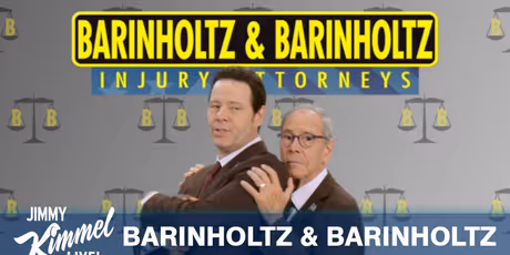 Ike Barinholtz and Dad Launch Fake Law Firm for Viral Video Injuries on KIMMEL Photo