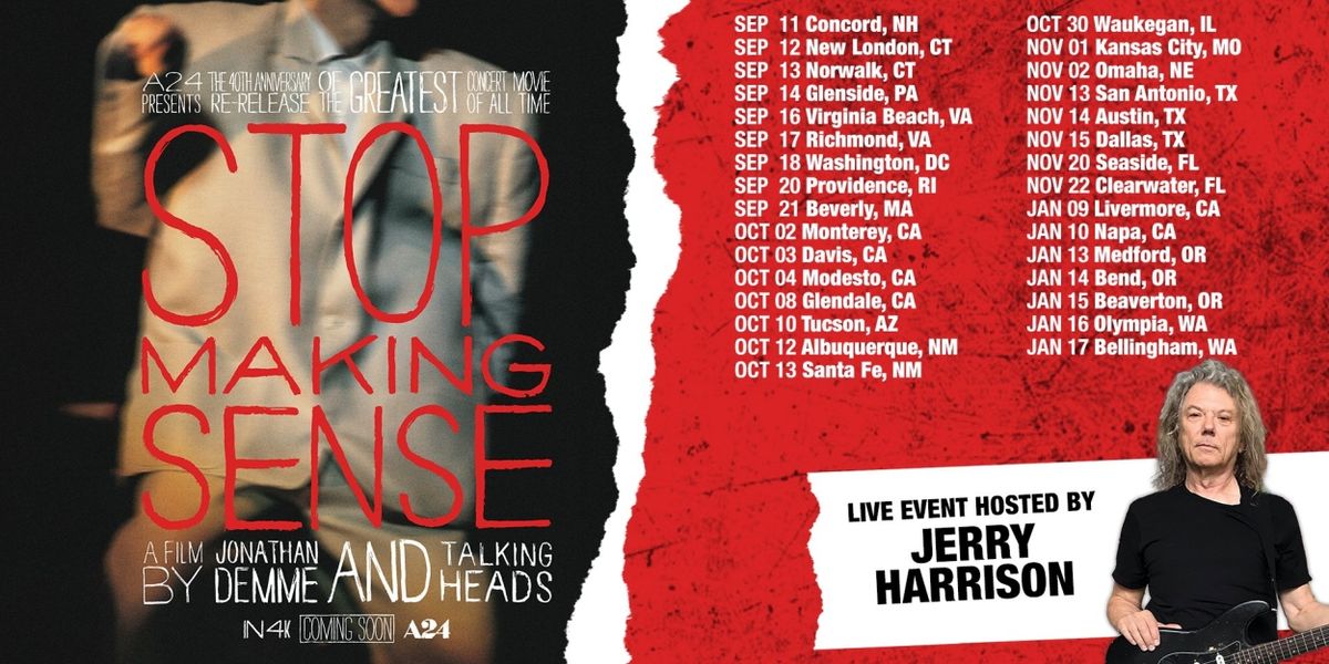 Jerry Harrison Expands STOP MAKING SENSE Screening Tour with New Dates