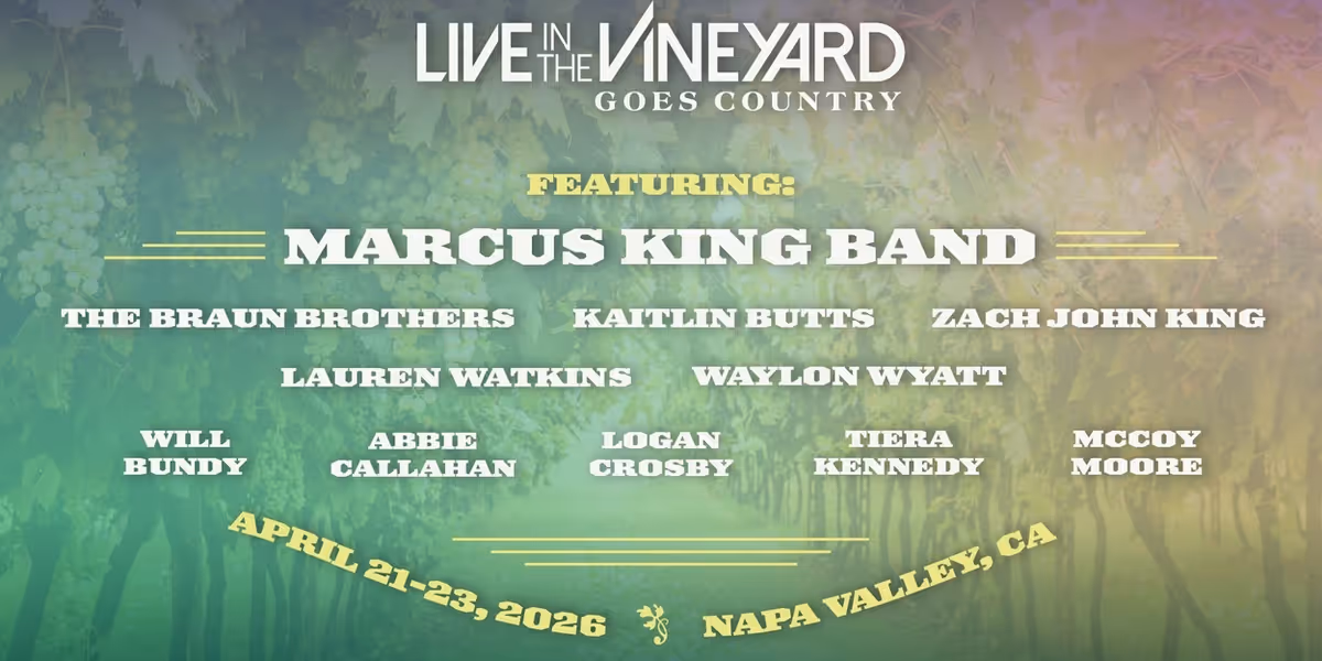 Live In The Vineyard Goes Country Returns to Napa Valley in April