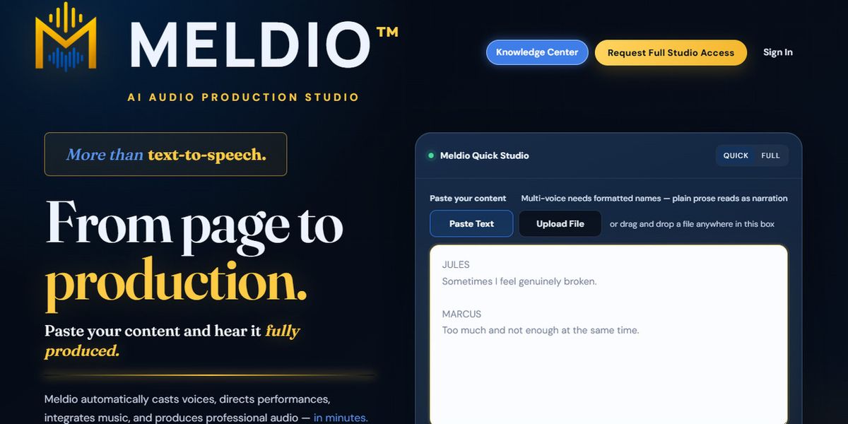 Meldio Platform to Turn Scripts Into Multi-Voice Audio Productions