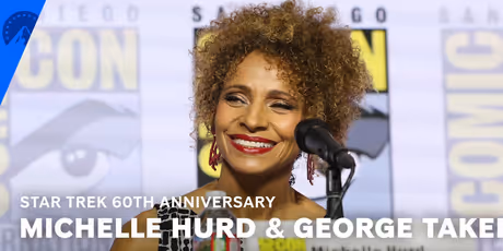 Michelle Hurd & George Takei Honor Nichelle Nichols at STAR TREK 60th Panel Photo