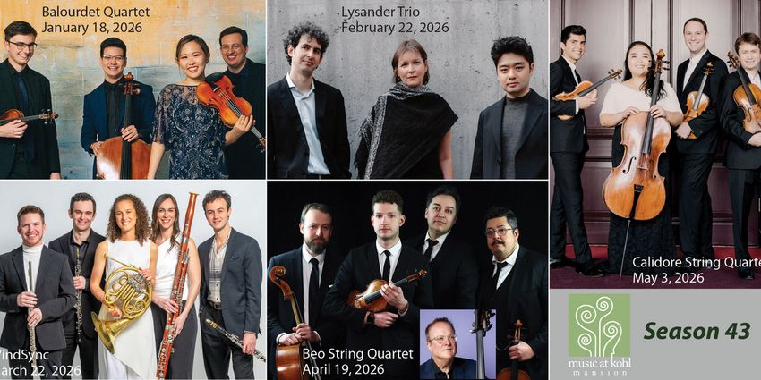 Music at Kohl Mansion 2026 Winter/Spring Artists Revealed Photo