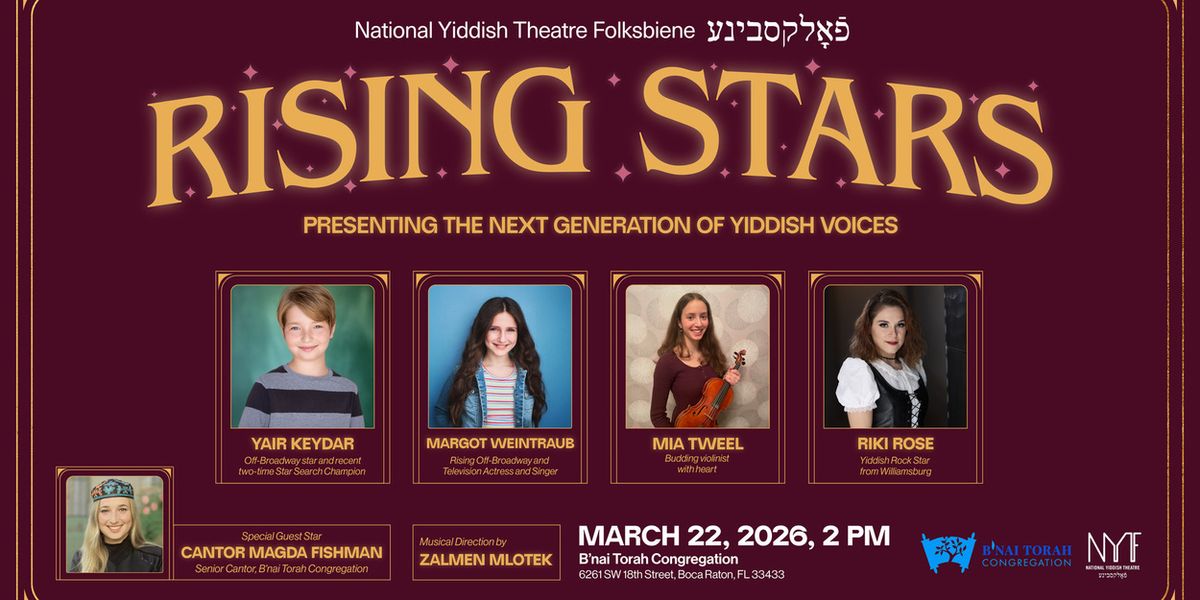 National Yiddish Theatre Folksbiene to Showcase New Talent in Boca Raton