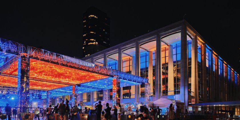 Photos: Lincoln Center Lights Up Blue and Orange For the New York Knicks Photo
