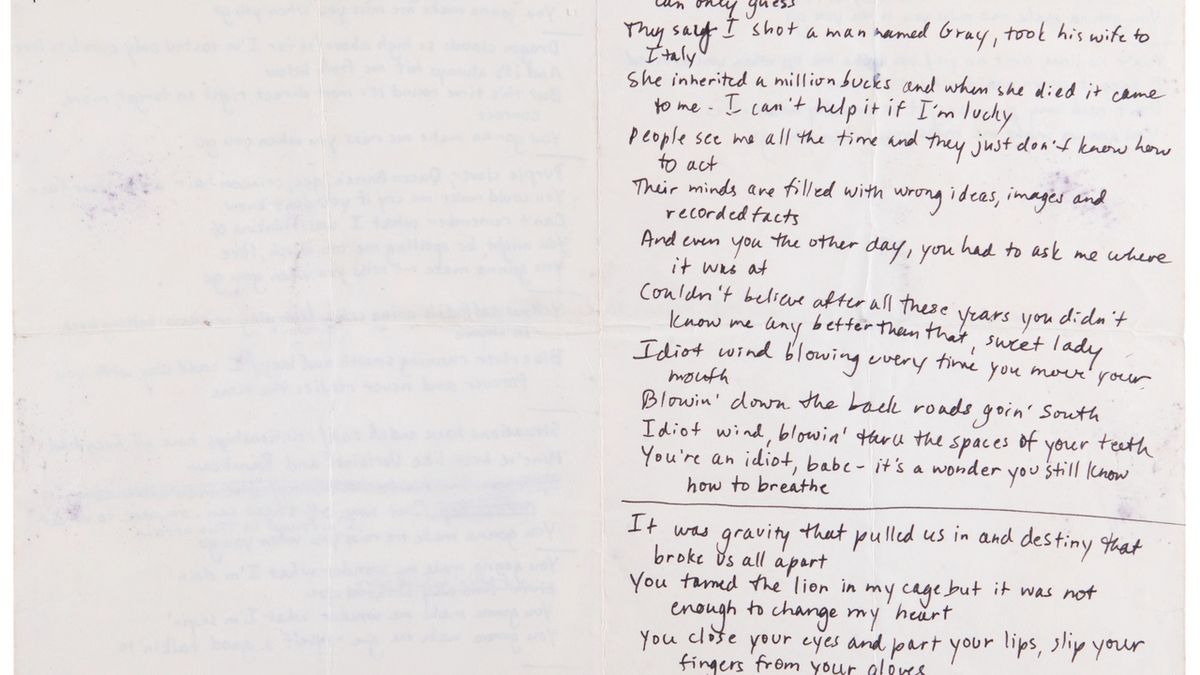 Photos: Bob Dylan's BLOOD ON THE TRACKS Lyrics Sell for $290,404 at Auction