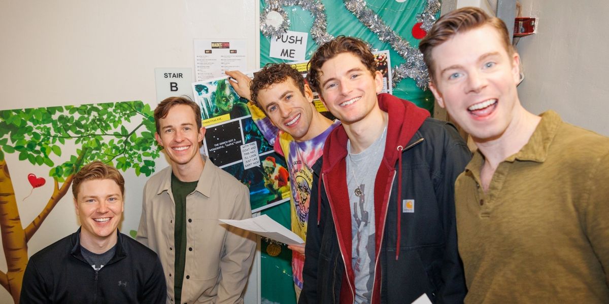 Photos: The Comedian Harmonists of HARMONY Judge HADESTOWN Holiday Dressing Room Door Contest
