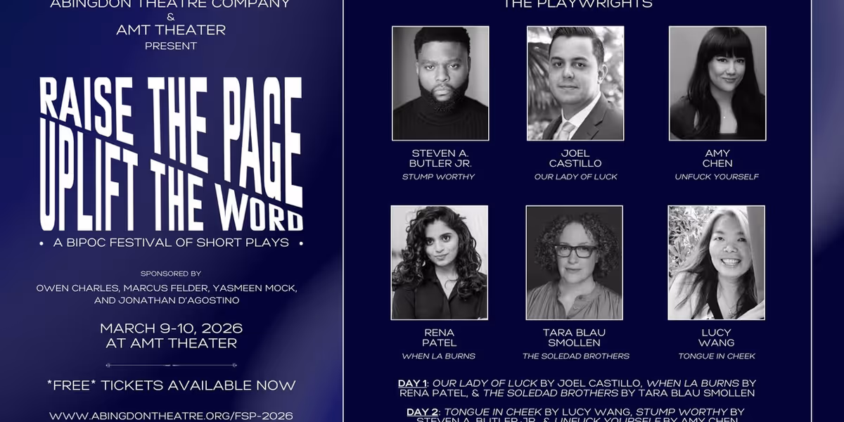 Playwrights Selected For Abingdon Theatre Company's RAISE THE PAGE, UPLIFT THE WORD: A BIPOC FESTIVAL OF SHORT PLAYS