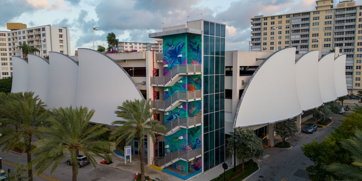 Pompano Beach Public Art Mural Extends to Pinnacle of the Pier Parking Garage