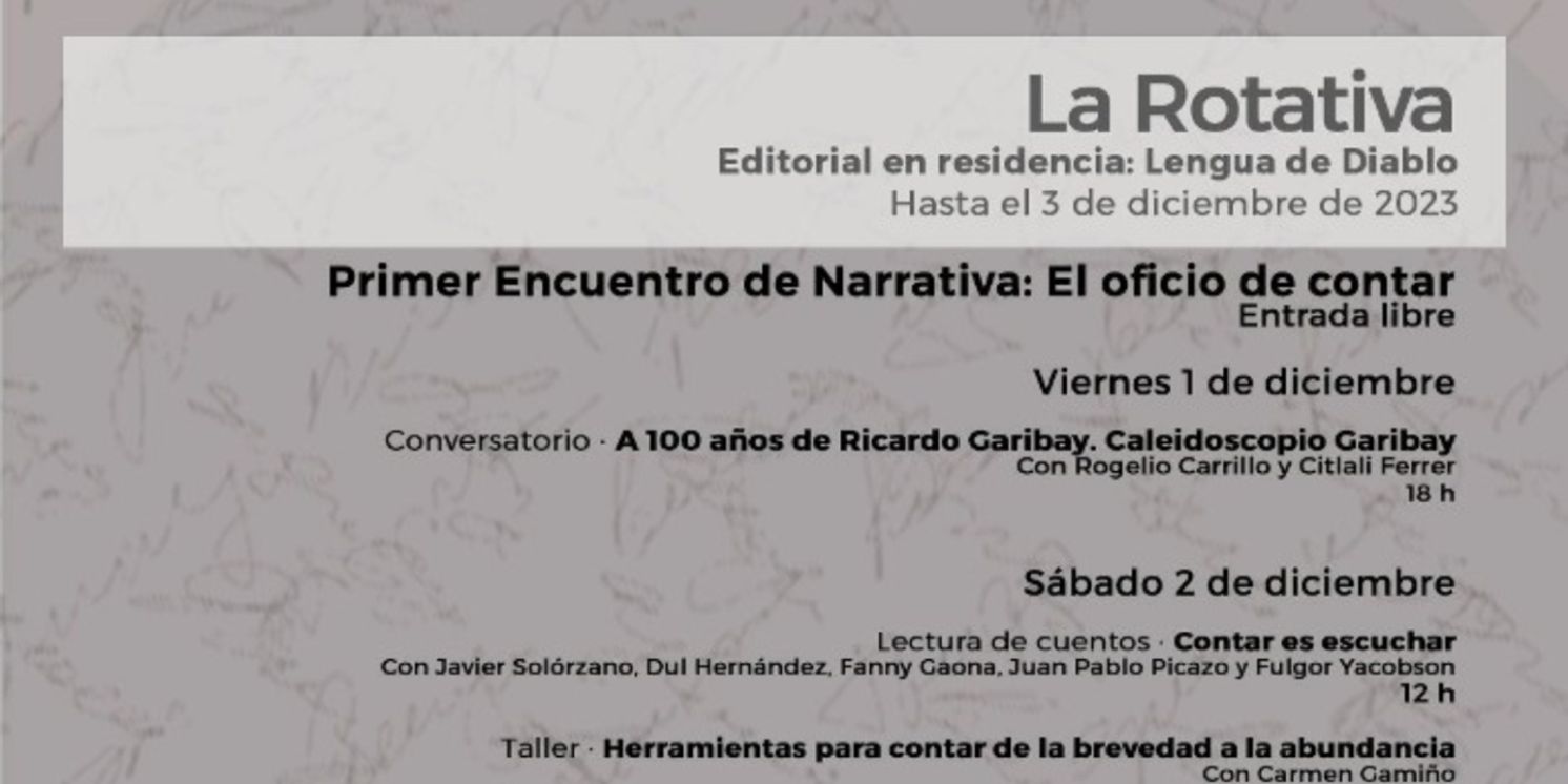 Primer Encuentro De Narrativa: El Oficio De Contar, En La Tallera  Image