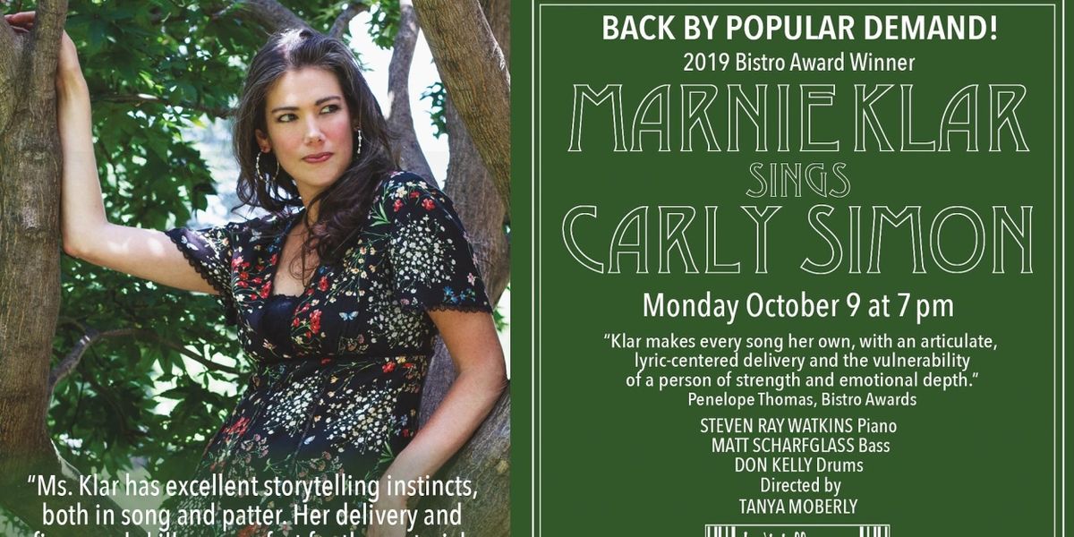 Review: MARNIE KLAR SINGS CARLY SIMON Finds The Right Tone at Don't Tell Mama