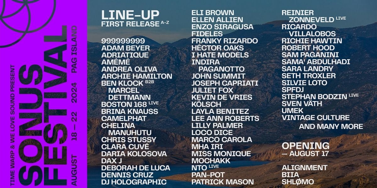 999999999, Adam Beyer, Adriatique & More Set for Sonus Lineup This Summer