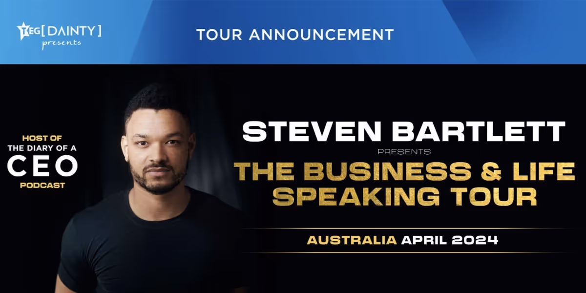 Steven Bartlett Will Embark on Australian Tour in April
