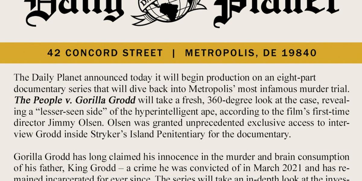 THE PEOPLE V. GORILLA GRODD Comedy Series to Premiere on HBO Max