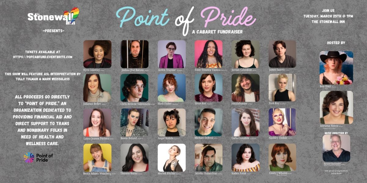POINT OF PRIDE: A CABARET FUNDRAISER to be Presented at The Stonewall Inn