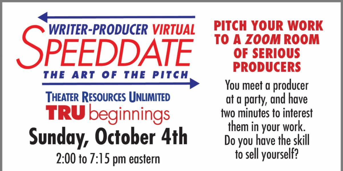 Theater Resources Unlimited to Host Writer-Producer Virtual Speed Date