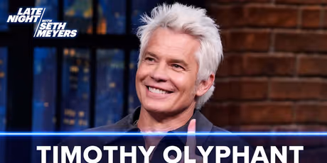 Timothy Olyphant Reveals He Requested a Personalized Mug on LATE NIGHT Photo
