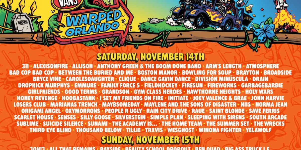 VANS WARPED TOUR Adds 311, GYM CLASS HEROES & DIRTY HEADS to Orlando Finale