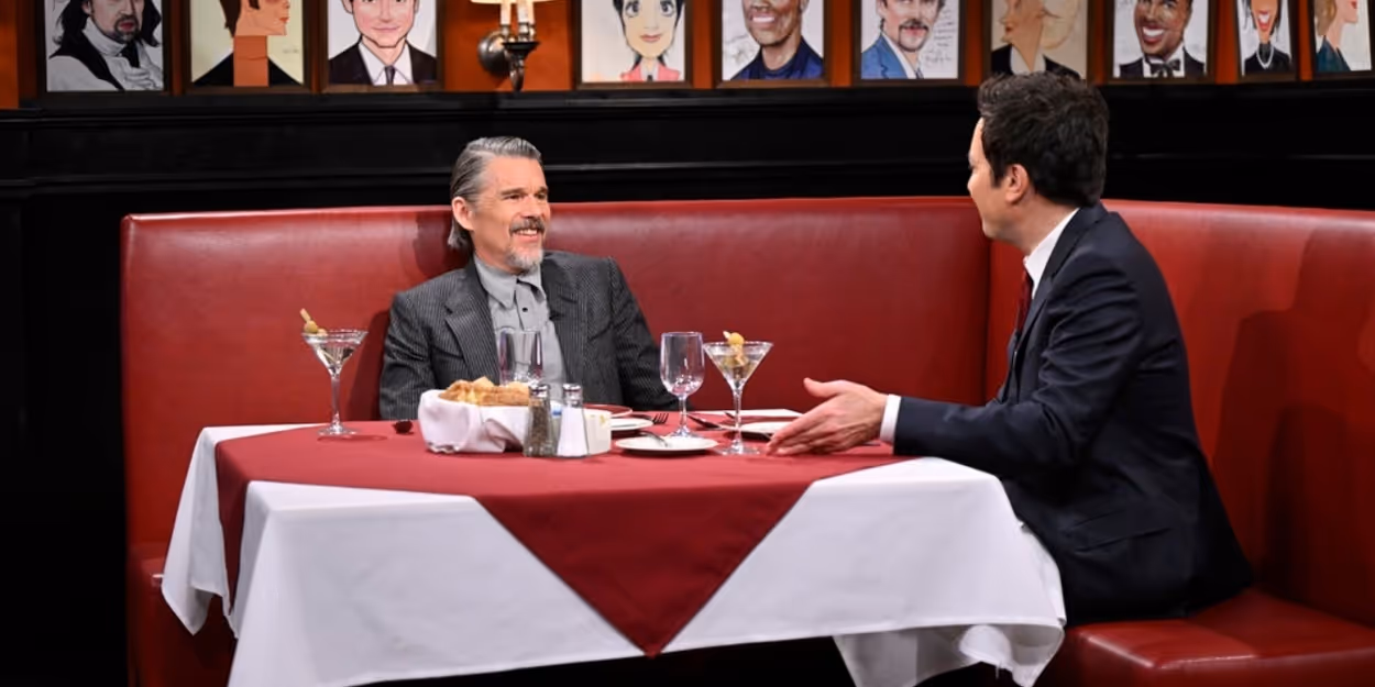 Video: Jimmy Fallon Recreates Sardi's for Ethan Hawke TONIGHT SHOW Visit Video