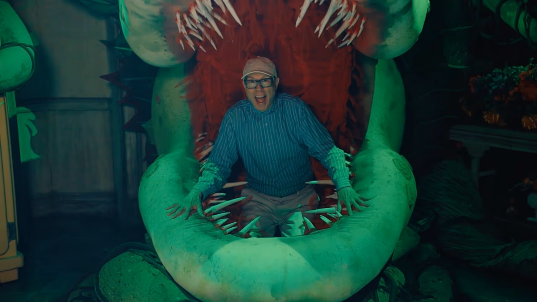 Video: Man Vs. Plant- Watch Richard Ridge Get Eaten by Audrey II at LITTLE SHOP OF HORRORS
