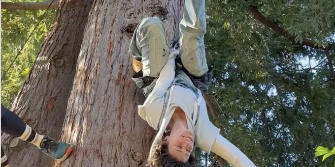 Video: Watch Idina Menzel Get Ready for REDWOOD Climbing Trees and Buildings