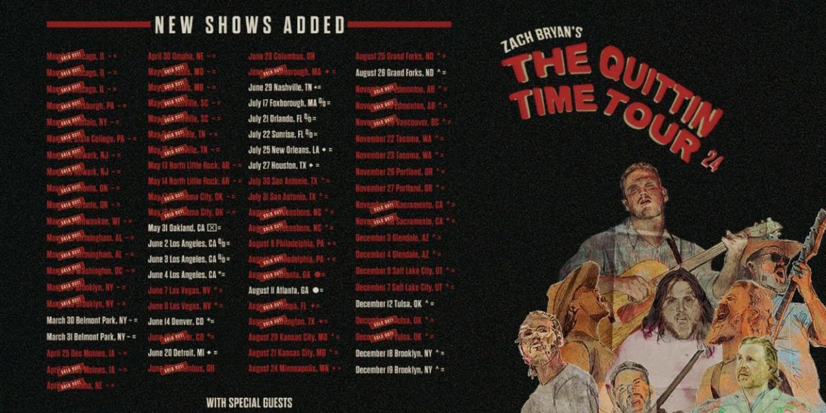 Zach Bryan Announces New Concert Dates for the 'Quittin Time' 2024 Tour