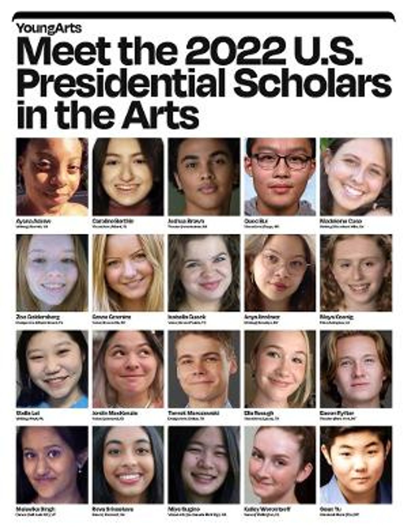 YoungArts Announces The 2022 U.S Presidential Scholars In The Arts  Image