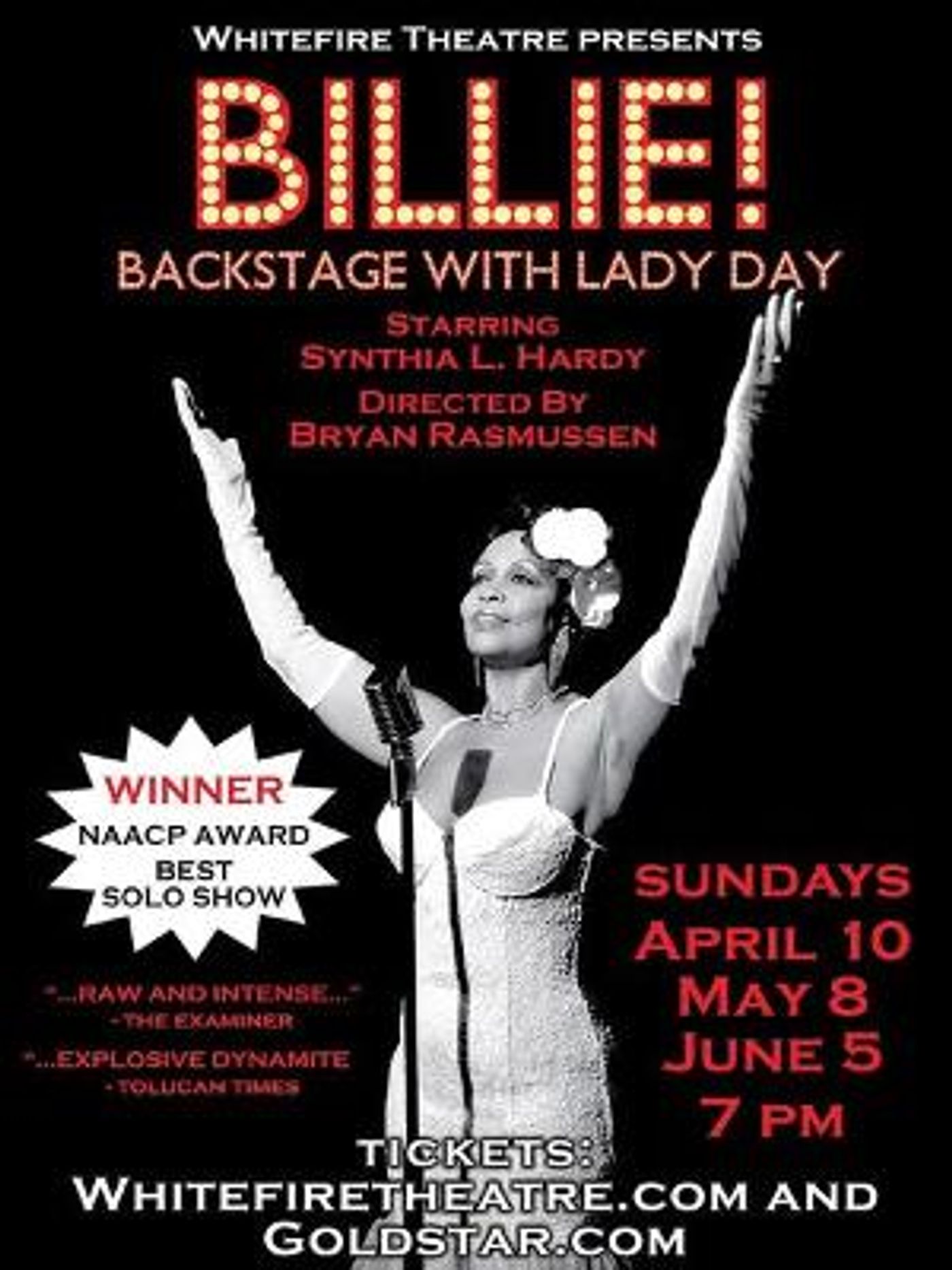 BILLIE! BACKSTAGE WITH LADY DAY Returns To The Whitefire Theatre, June 5  Image